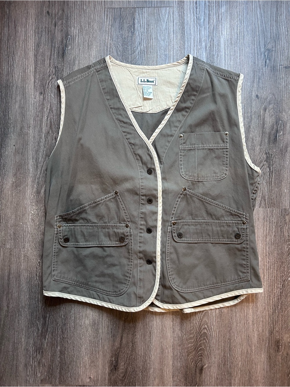 90s LL Bean Snap Front Untility Vest Women’s Sz XL 100% Cotton 1990s Vintage